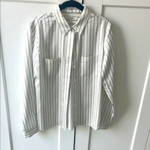 Frame Denim White and Gray Striped Shirt